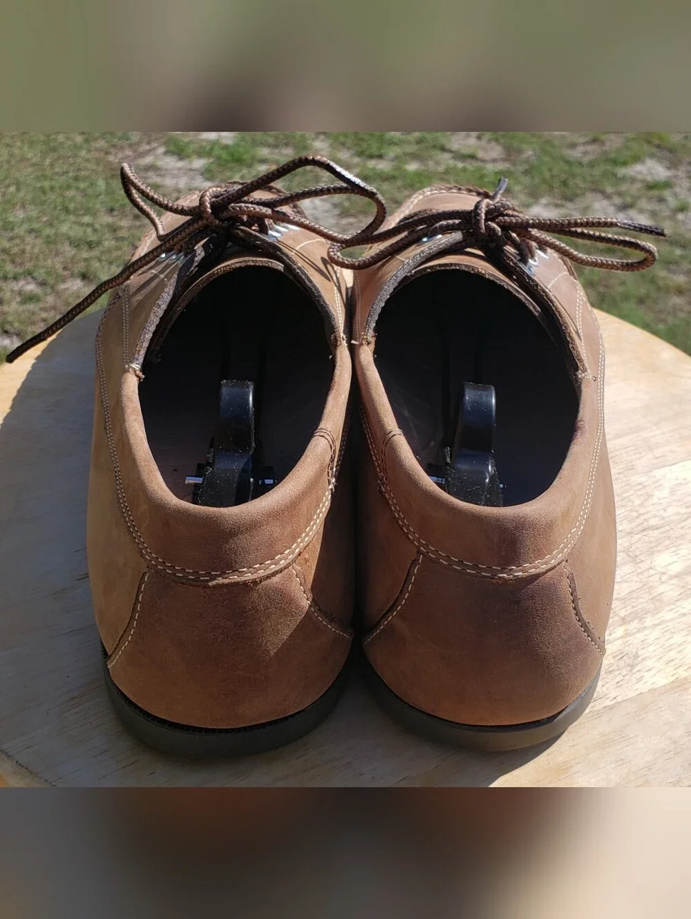 L.L.Bean Men's Leather Moccasins Rubber Sole Blucher Moc Brown Size 12 D